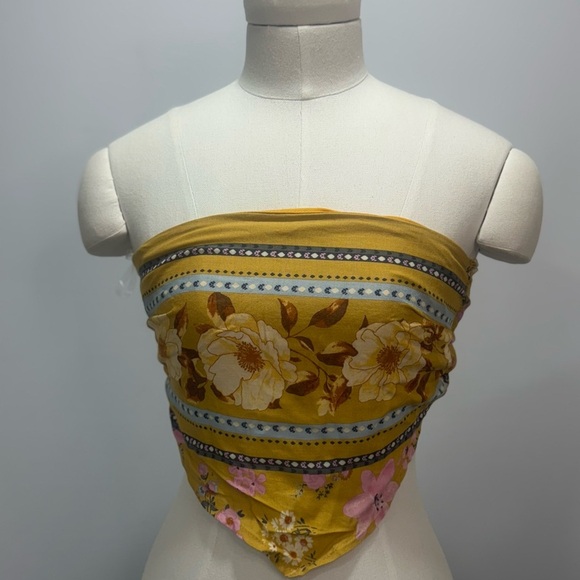 MUSTARD ROAD TRIPPIN' TIE BACK SCARF TUBE TOP Sz S - Picture 2 of 8